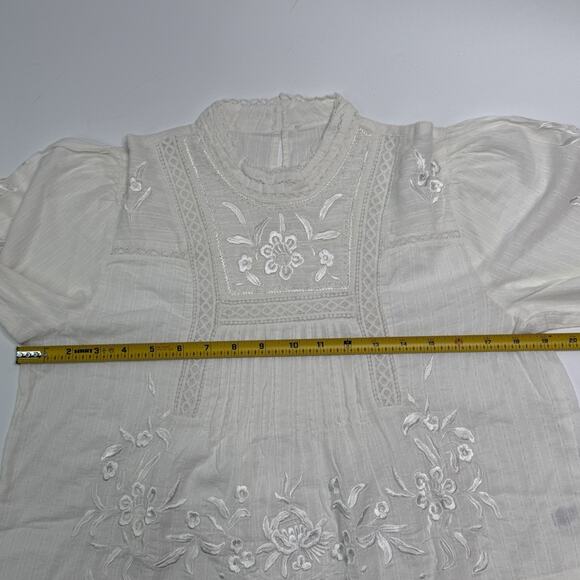 Sundance Delicate Devotion Top Marshmallow Petite Medium PM Embroidered Bohemian - Picture 5 of 7